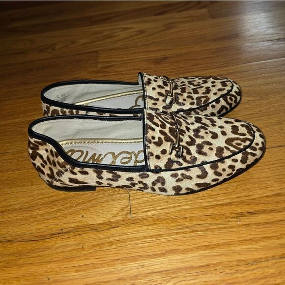 Sam Edelman Leopard Print Leather Flats Womans Size 7.5 - Picture 1 of 8